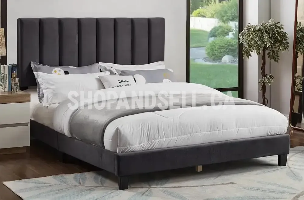 Brokrockville bed - top seller grey colour velvet tuffted bed