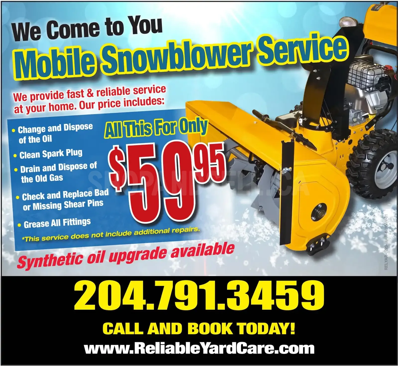 Mobile Snowblower Tune-Up & Repair: Convenient Service at Your Doorstep