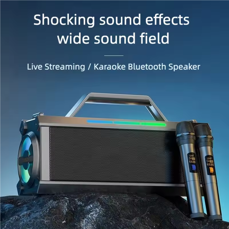 Portable Bluetooth Karaoke Speaker with 2 Wireless Microphones