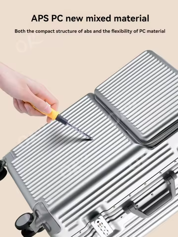 Front opening aluminum frame large capacity anti drop luggage