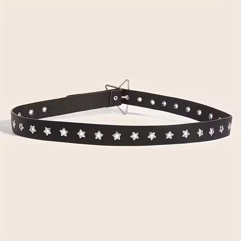 Full hole star buckle belt for women