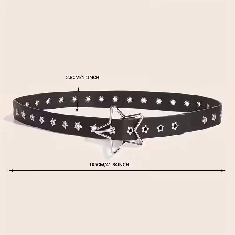 Full hole star buckle belt for women