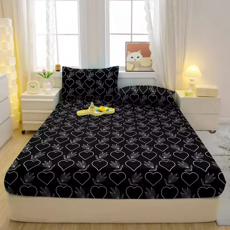 1 Simple Modern Plant Flower Printed Matte Fitted Sheet