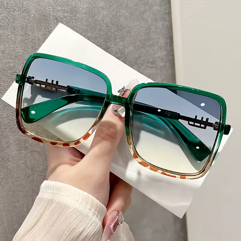 Women's square fashion color contrast decorative sunglasses