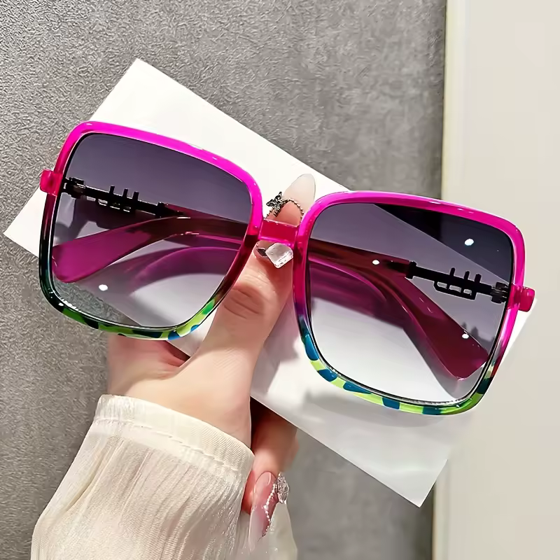 Women's square fashion color contrast decorative sunglasses