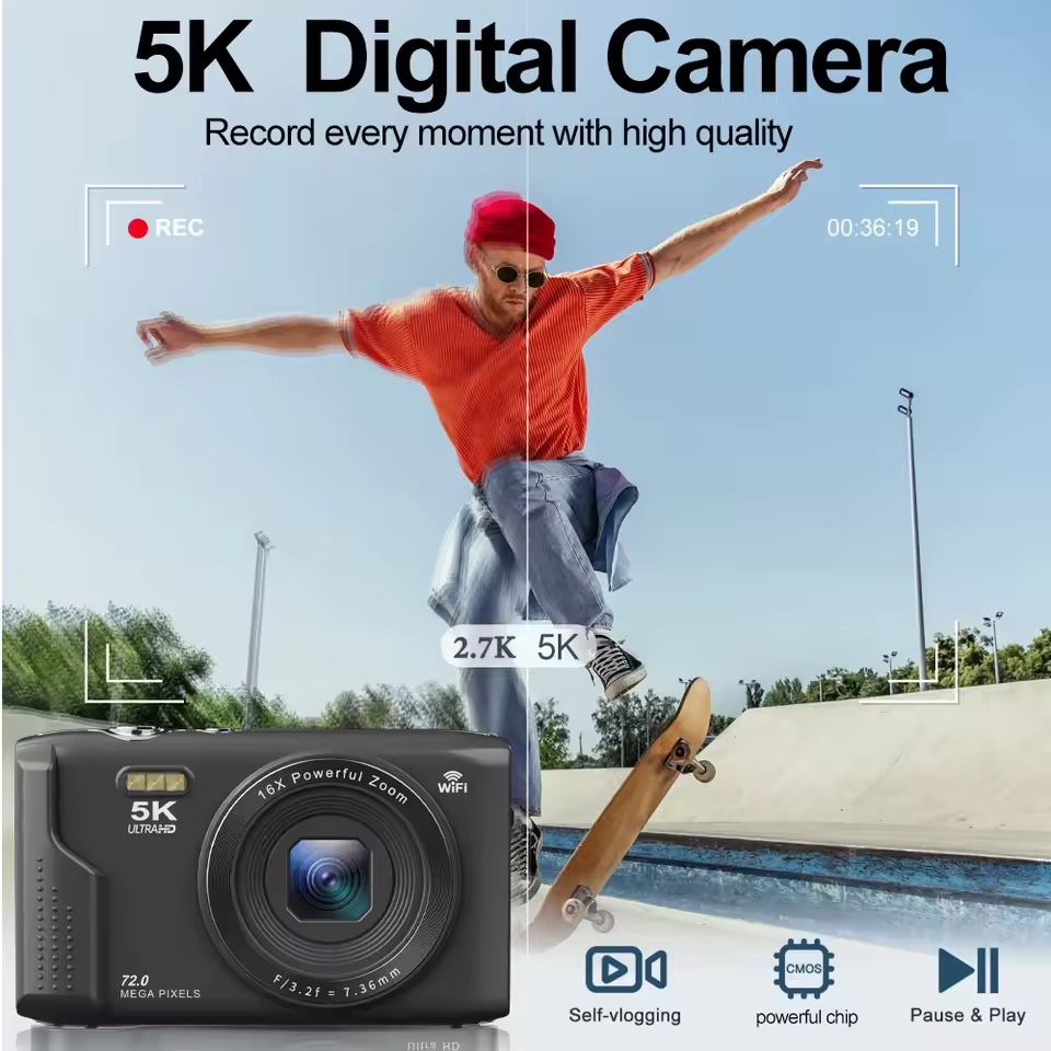 Ourlife Compact Digital Camera 5K