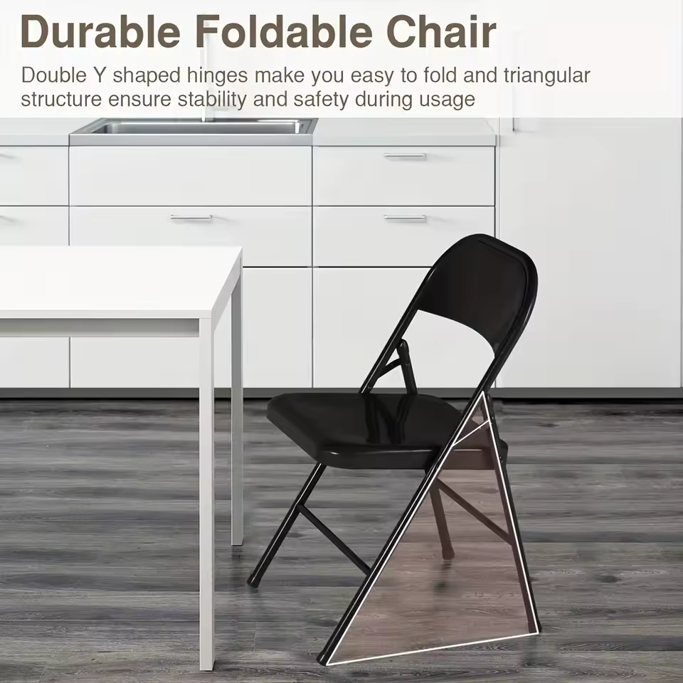 4pcs All-steel Metal Backrest Folding Chairs